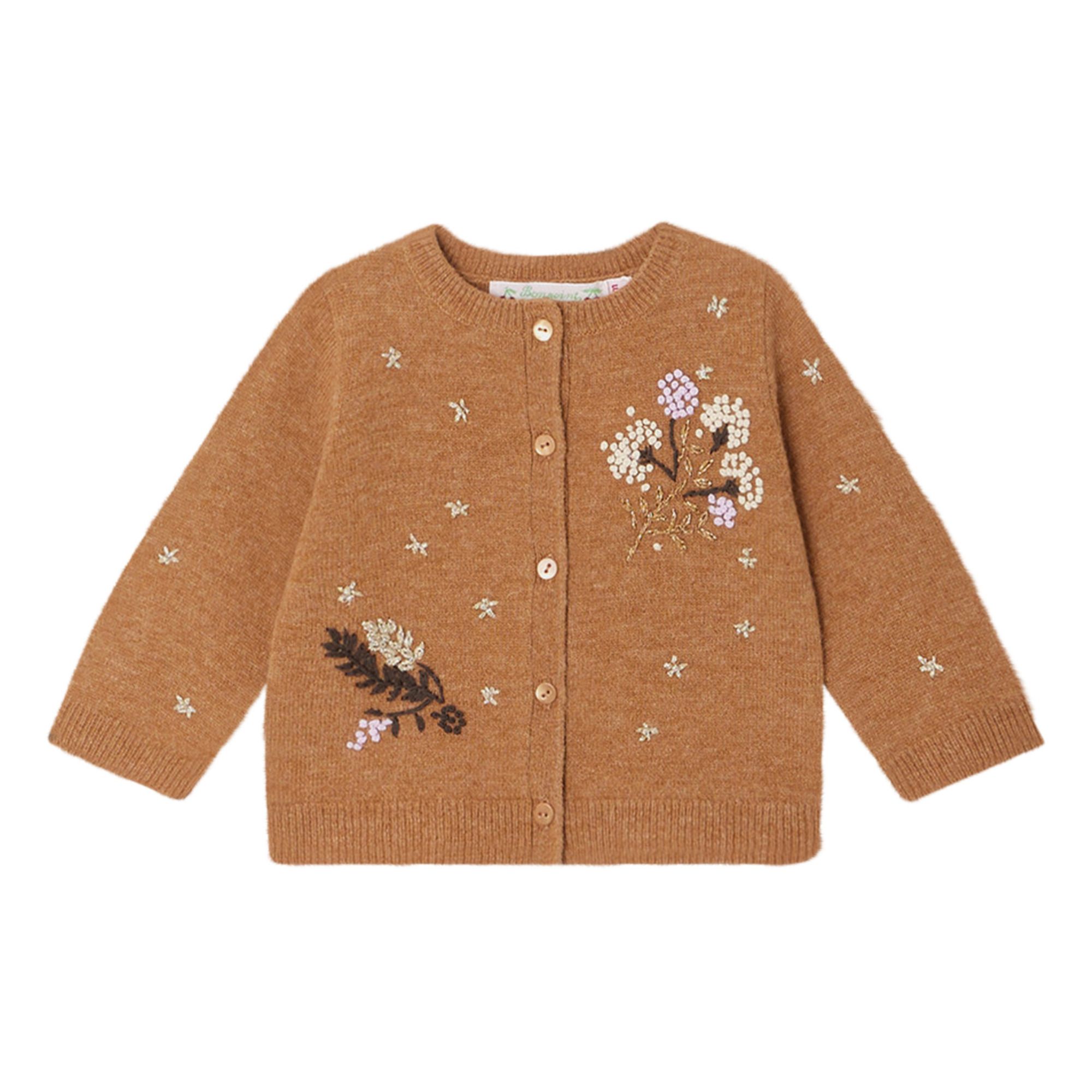 Telnie Embroidered Merino Wool Cardigan | Camel- Imagen del producto n°0