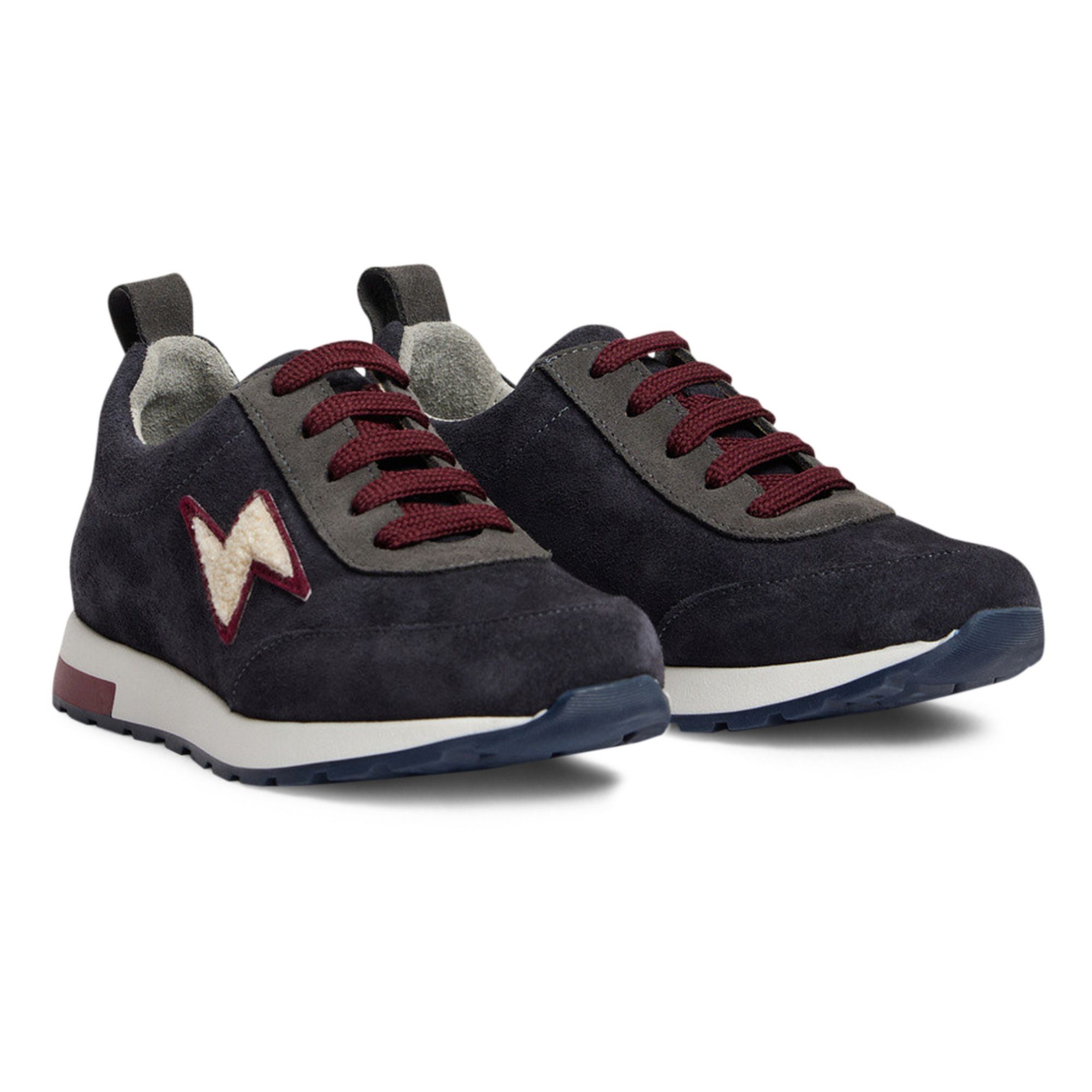 Blueberry Suede Lace-Up Sneakers | Charcoal grey- Product image n°0
