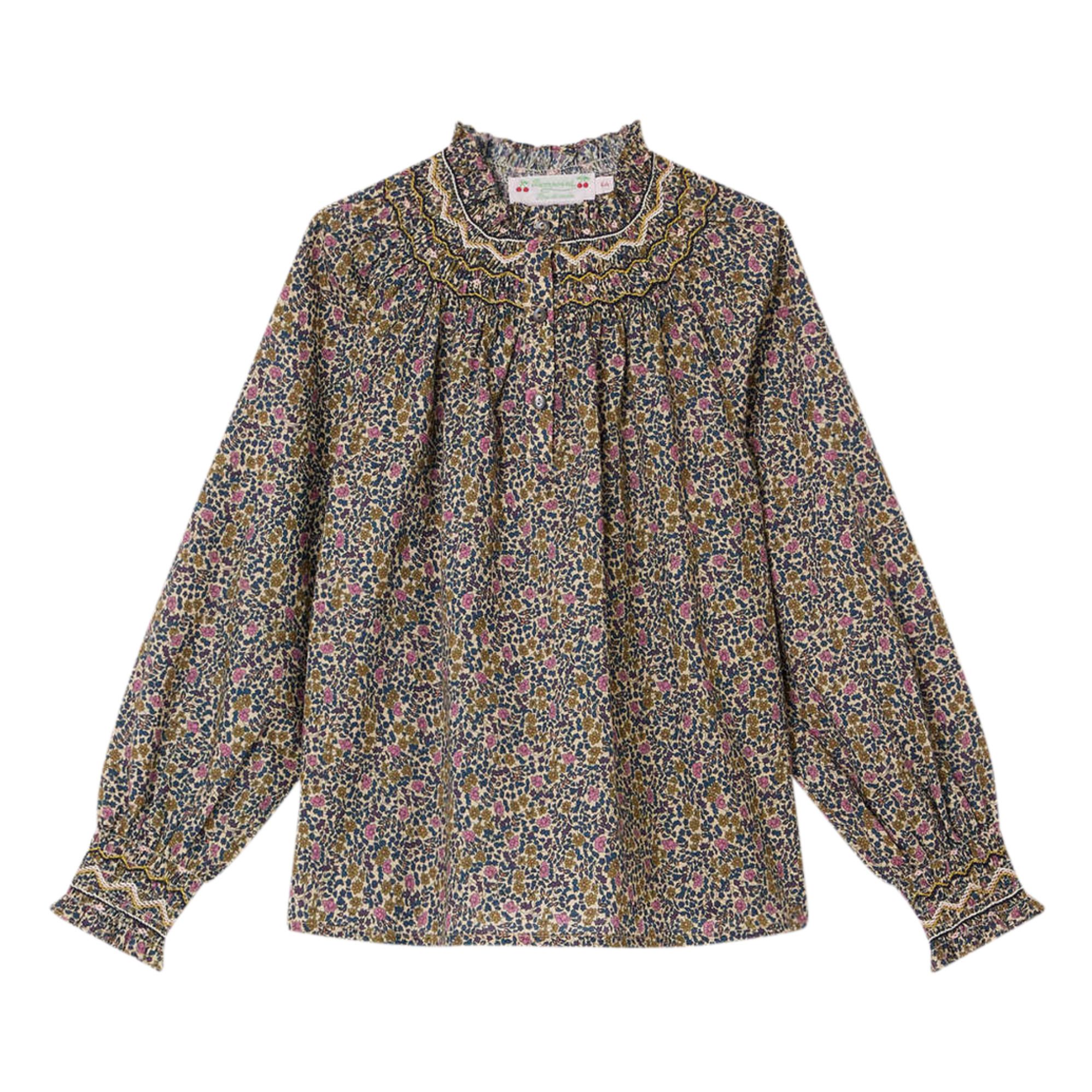 Petale Exclusive Liberty Print Smocked Blouse | Navy blue- Product image n°0