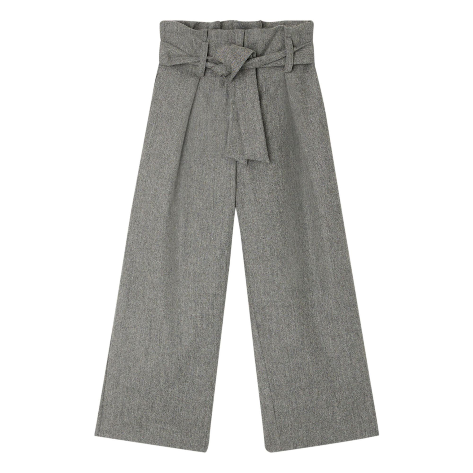 Natalia Wide-Legged Flannel Trousers | Heather grey- Product image n°0