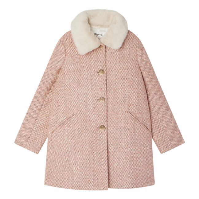 Temaggie Fur Collar Tweed Coat | Pale pink