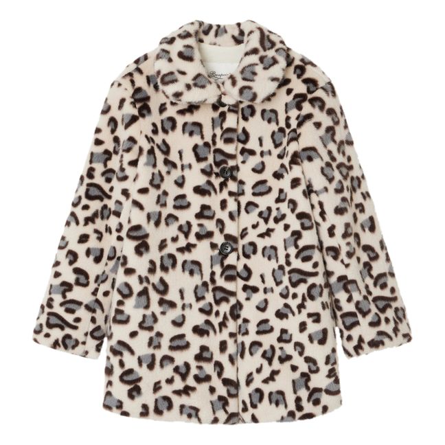 Doogie Leopard Print Faux Fur Coat | Beige