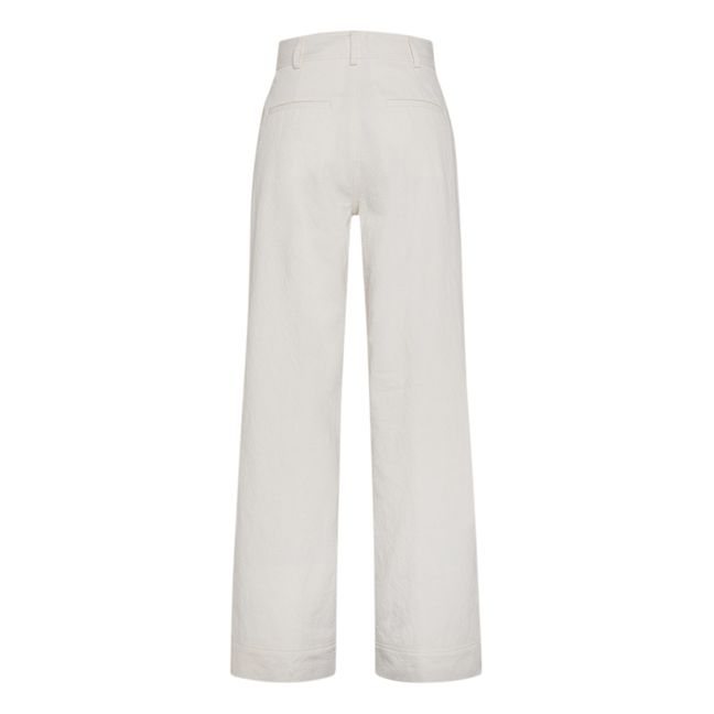 Pantalon Droit Coton Laine | Blanc cassé