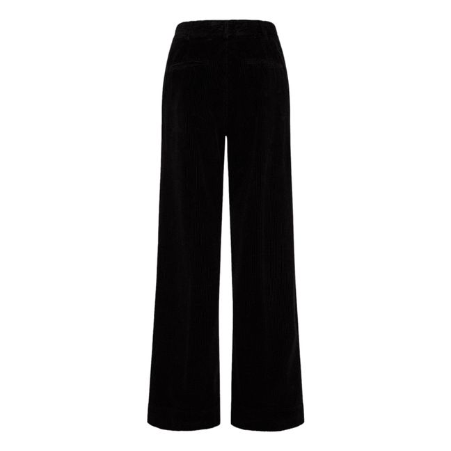Corduroy Wide-Legged Trousers | Nero