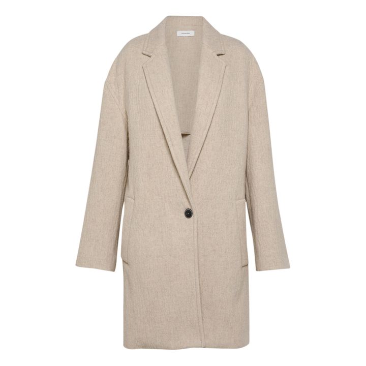 Textured Woollen Oversize Coat | Ecru- Product image n°0