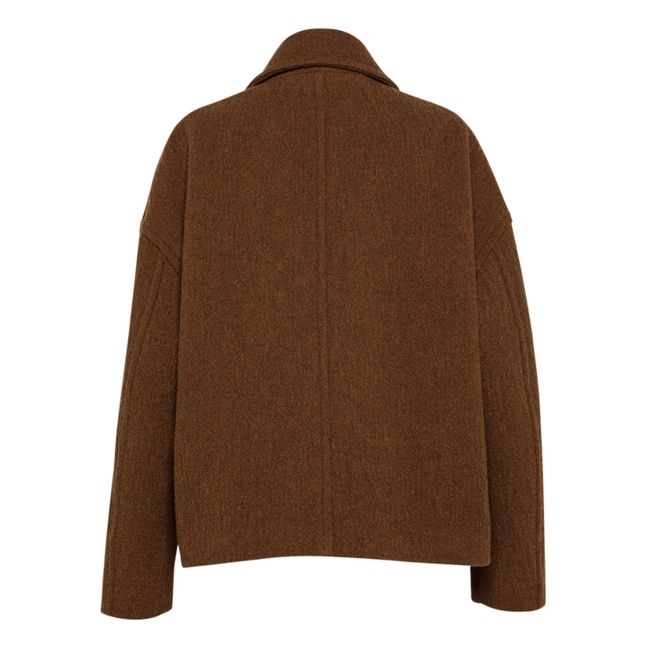 Textured Woollen Cropped Coat | Haselnussbraun