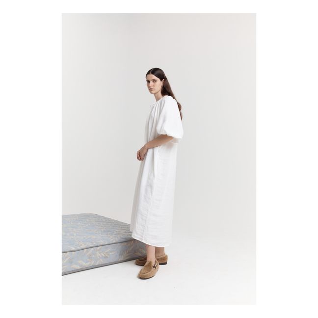 The Blousy Linen Dress Blanco