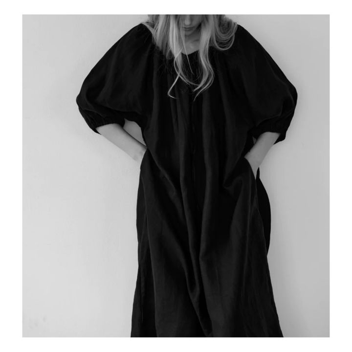 The Blousy Linen Dress | Nero- Immagine del prodotto n°1
