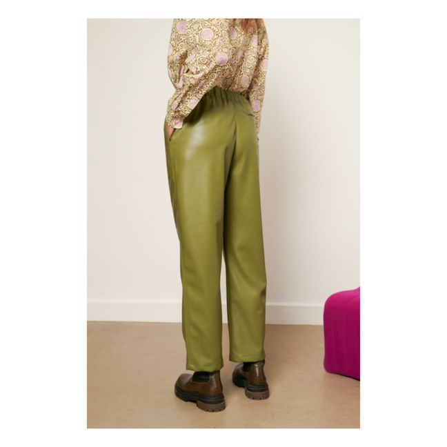 Proust Vegan Leather Trousers | Verde Kaki