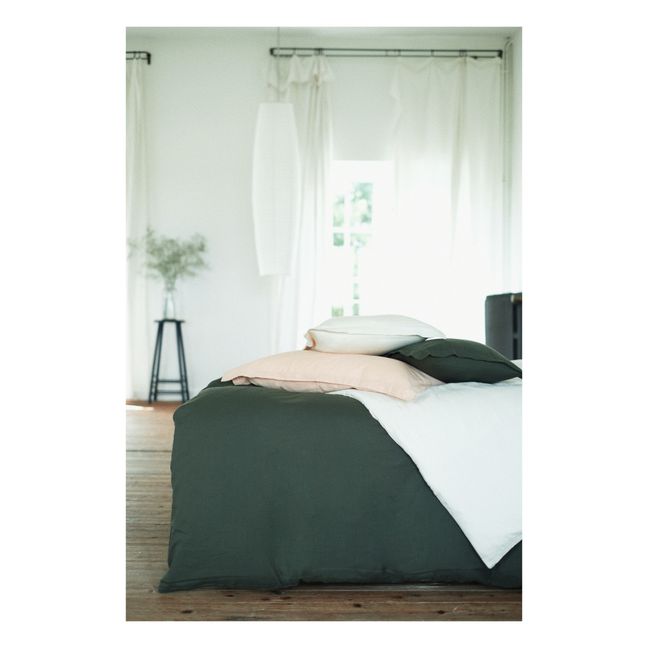 Housse de couette Blé en double gaze de coton | Vert forêt