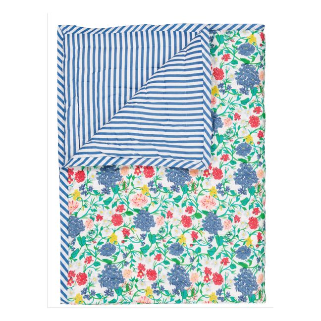Kerzon Flowers Reversible Quilt | Blue