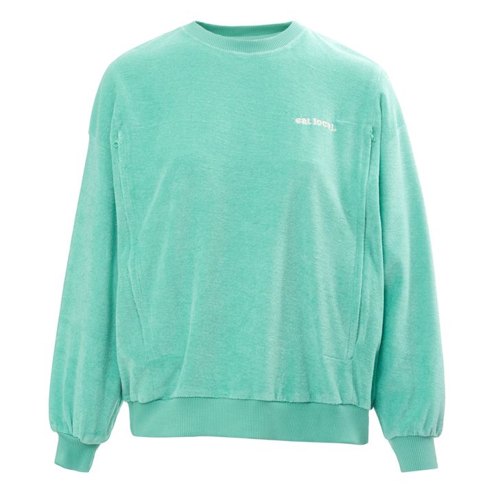 Eat Local Terry Cloth Breastfeeding Sweatshirt | Green- Product image n°0