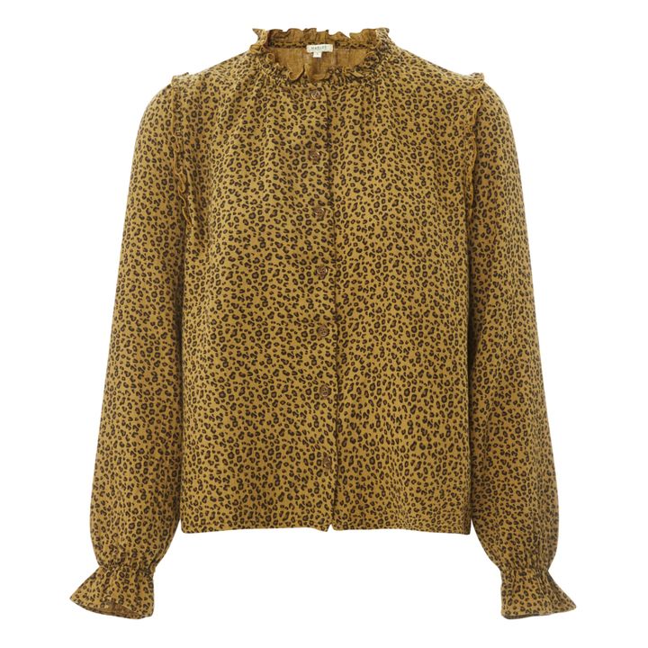 Armance Leopard Print Cotton Muslin Blouse - Women’s Collection  | Camel- Product image n°0