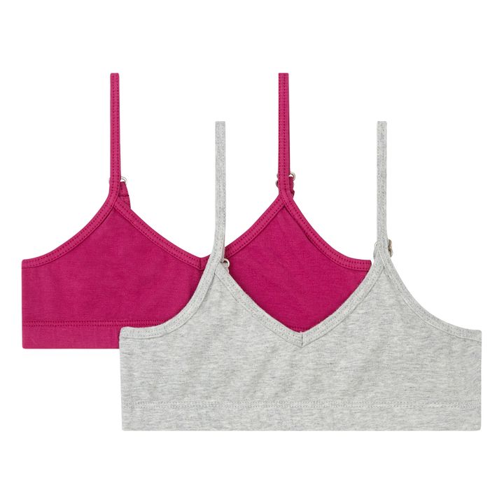 Organic Cotton Crop Tops - Set of 2 Heather grey- Product image n°0