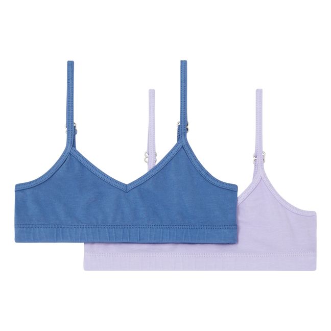 Set 2 Brassières Coton Bio | Bleu Tempête