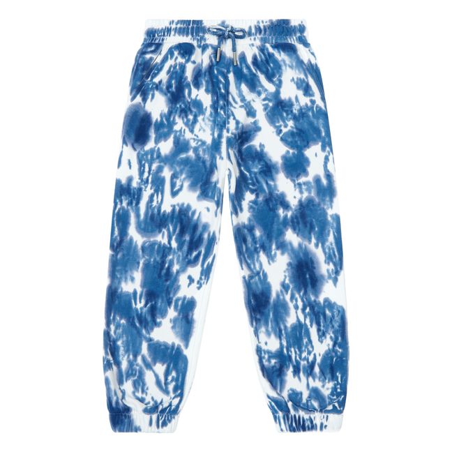 Loose Organic Cotton Joggers | Blu marino - Ecru