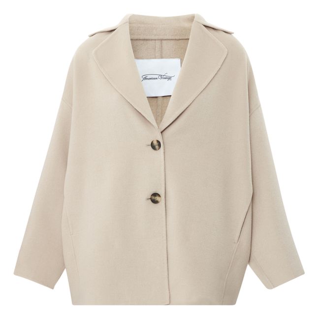 Dadoulove Woollen Cropped Coat Oatmeal