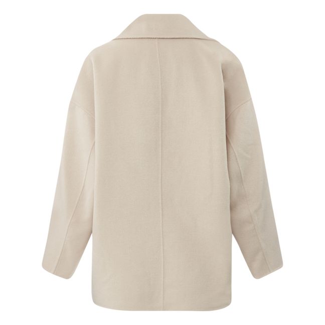 Dadoulove Woollen Cropped Coat Oatmeal