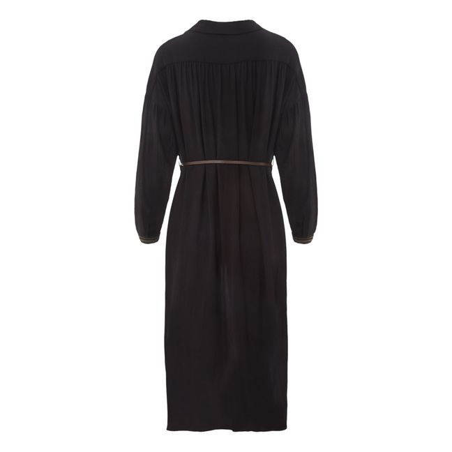 Farnia Wool Muslin Dress | Black