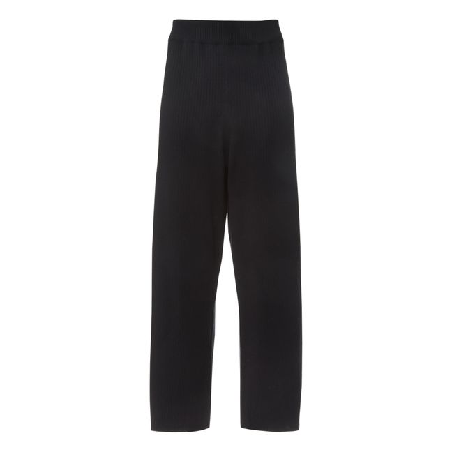 Ribbed Organic Cotton Trousers Black