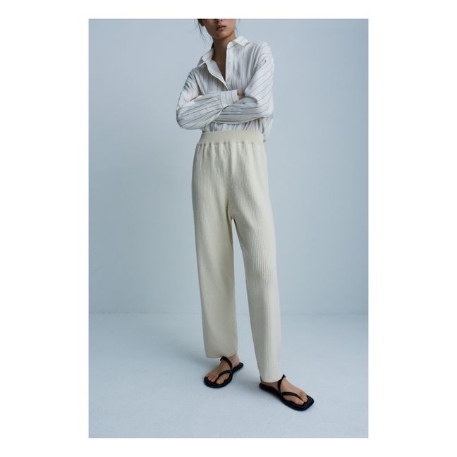 Ribbed Organic Cotton Trousers Natur