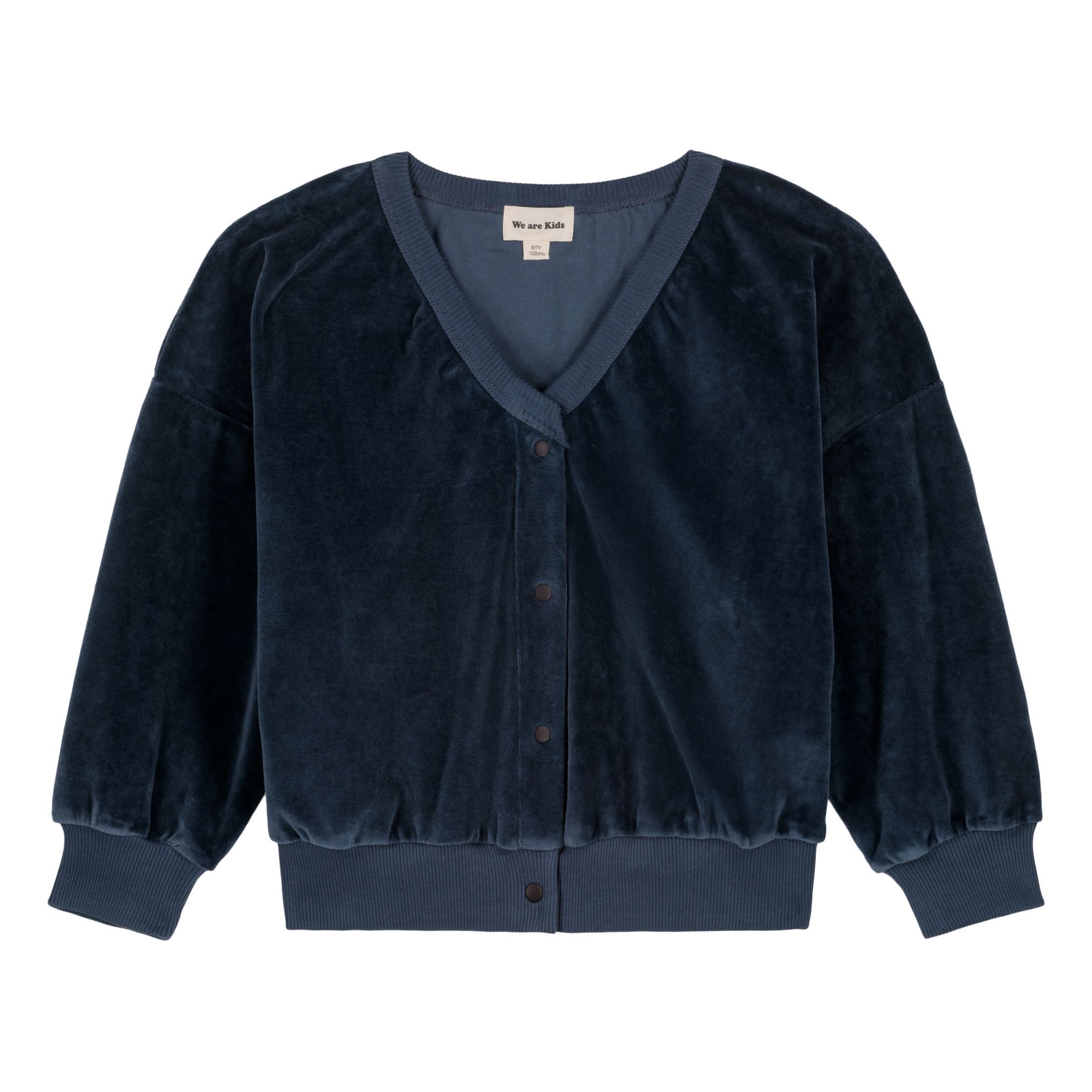 Kate Organic Cotton Velour Cardigan | Blue- Product image n°0