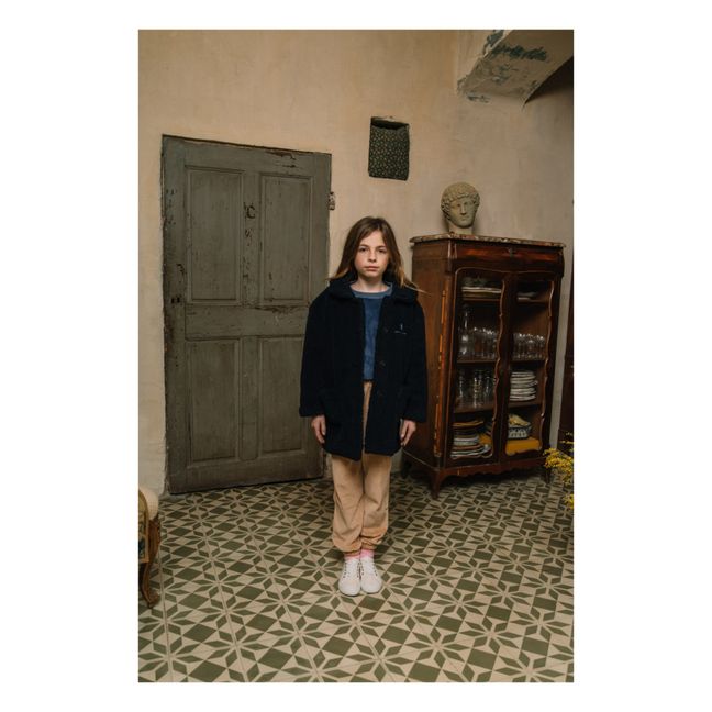 Claudine Recycled Polyester Faux Fur Coat | Nachtblau