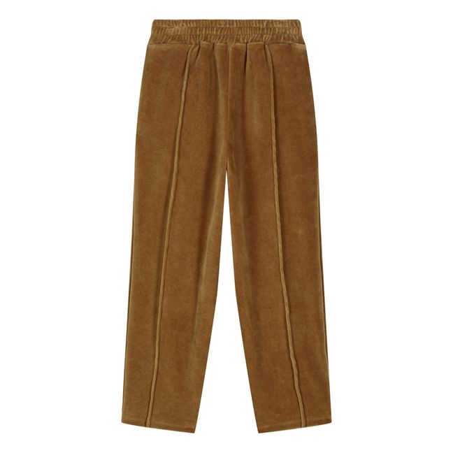 Olive Organic Cotton Velour Trousers Ocre