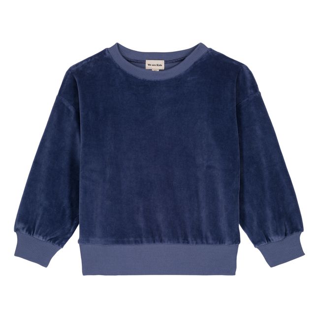Nat Organic Cotton Velour Sweatshirt Blau