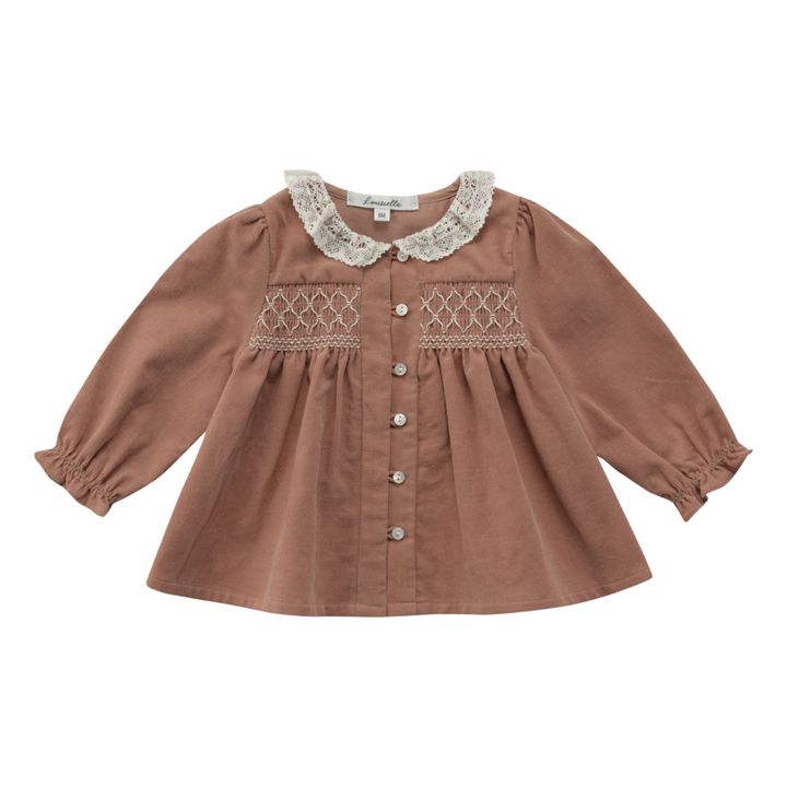 Veronica Embroidered Smocked Corduroy Blouse | Rosa Viejo- Imagen del producto n°0