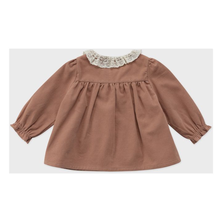 Veronica Embroidered Smocked Corduroy Blouse | Rosa Viejo- Imagen del producto n°3