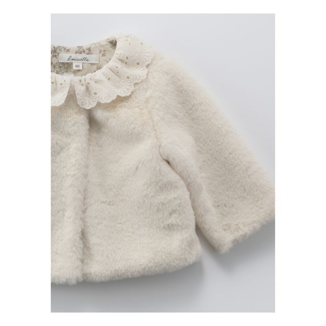 Brianna Faux Fur Baby Coat Ecru