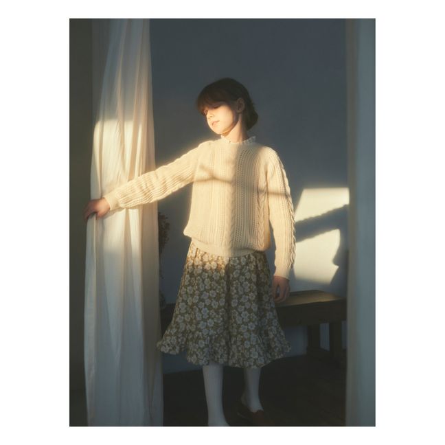 Jupe Midi Fleurie Macherien | Beige