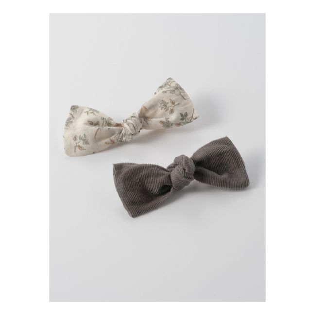 Edeline Bow Hair Clips - Set of 2 Grey