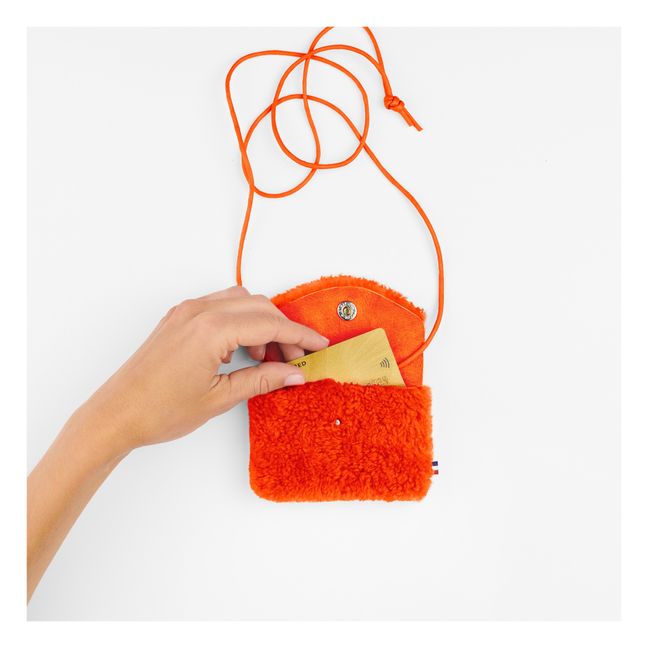 Merino Wool Shearling Wallet - Adult Collection - Orange