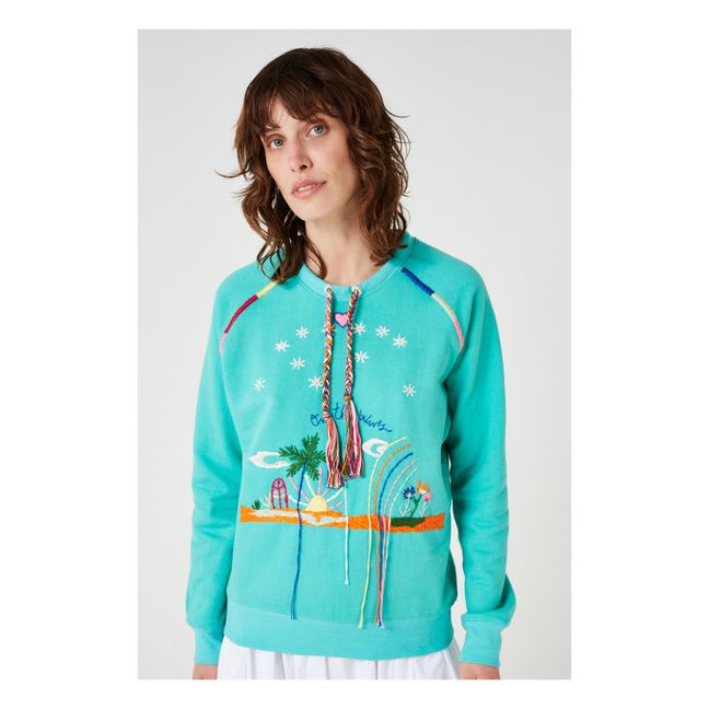 Byron Bay Embroidered Sweatshirt Turquoise