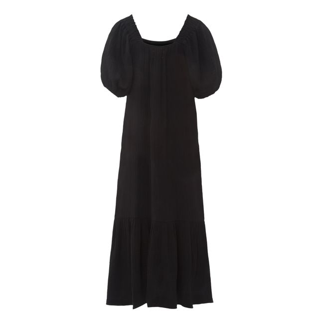 Robe Sofia Gaze de Coton Noir