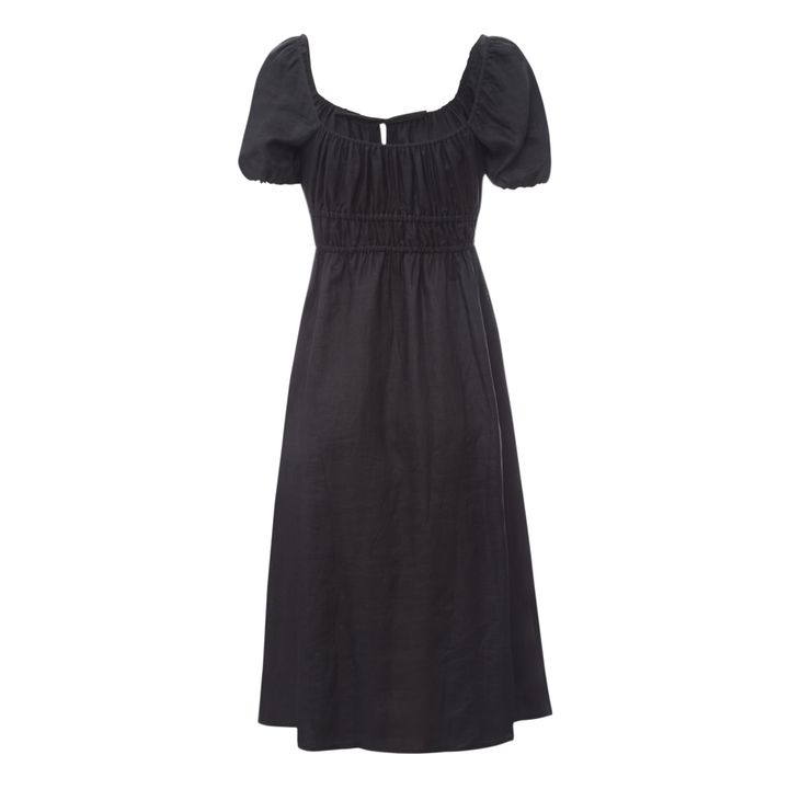 Vestido Midi Terina de lino Oeko-Tex | Negro- Imagen del producto n°0