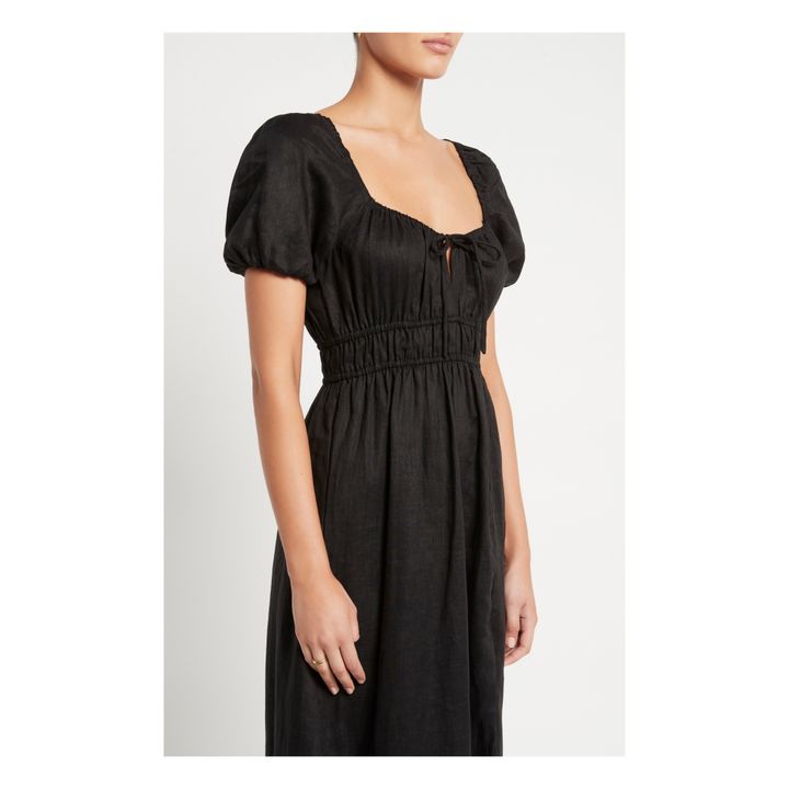 Vestido Midi Terina de lino Oeko-Tex | Negro- Imagen del producto n°2