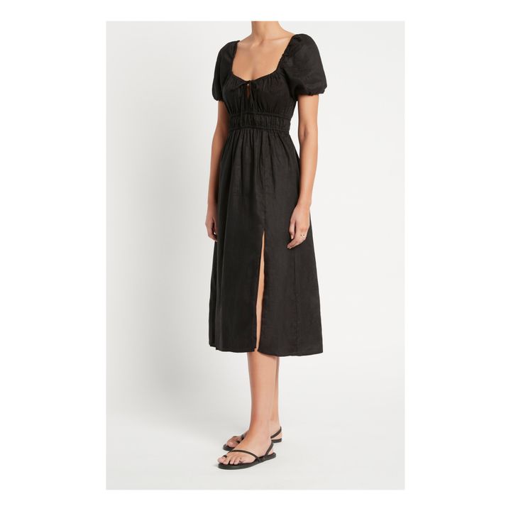 Vestido Midi Terina de lino Oeko-Tex | Negro- Imagen del producto n°3