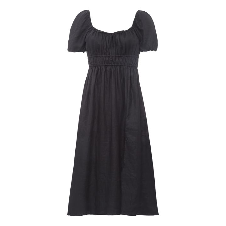 Vestido Midi Terina de lino Oeko-Tex | Negro- Imagen del producto n°5