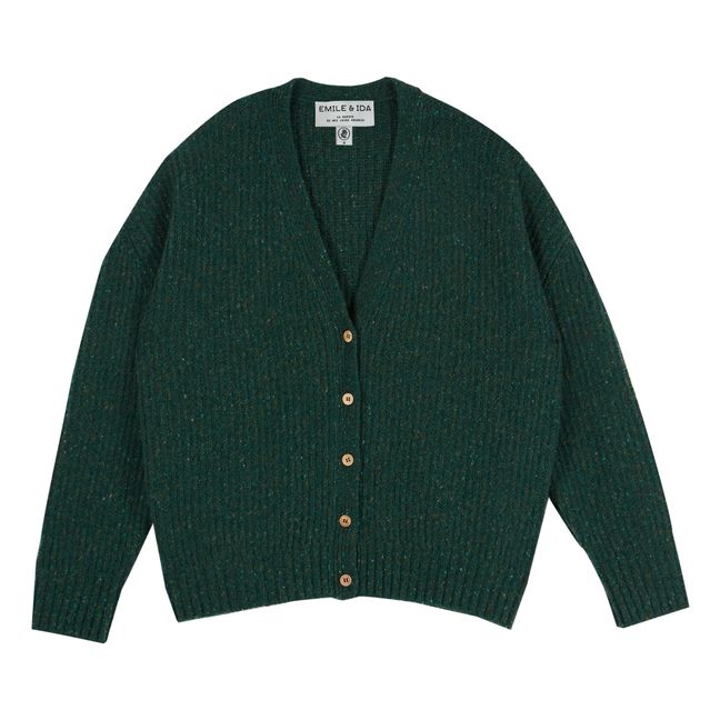 Oversize Recycled Mouliné Wool Cardigan - Women’s Collection - Green