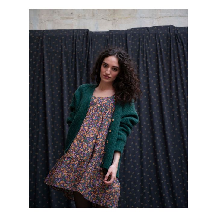 Oversize Recycled Mouliné Wool Cardigan - Women’s Collection  | Verde- Imagen del producto n°1