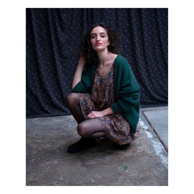 Oversize Recycled Mouliné Wool Cardigan - Women’s Collection - Verde