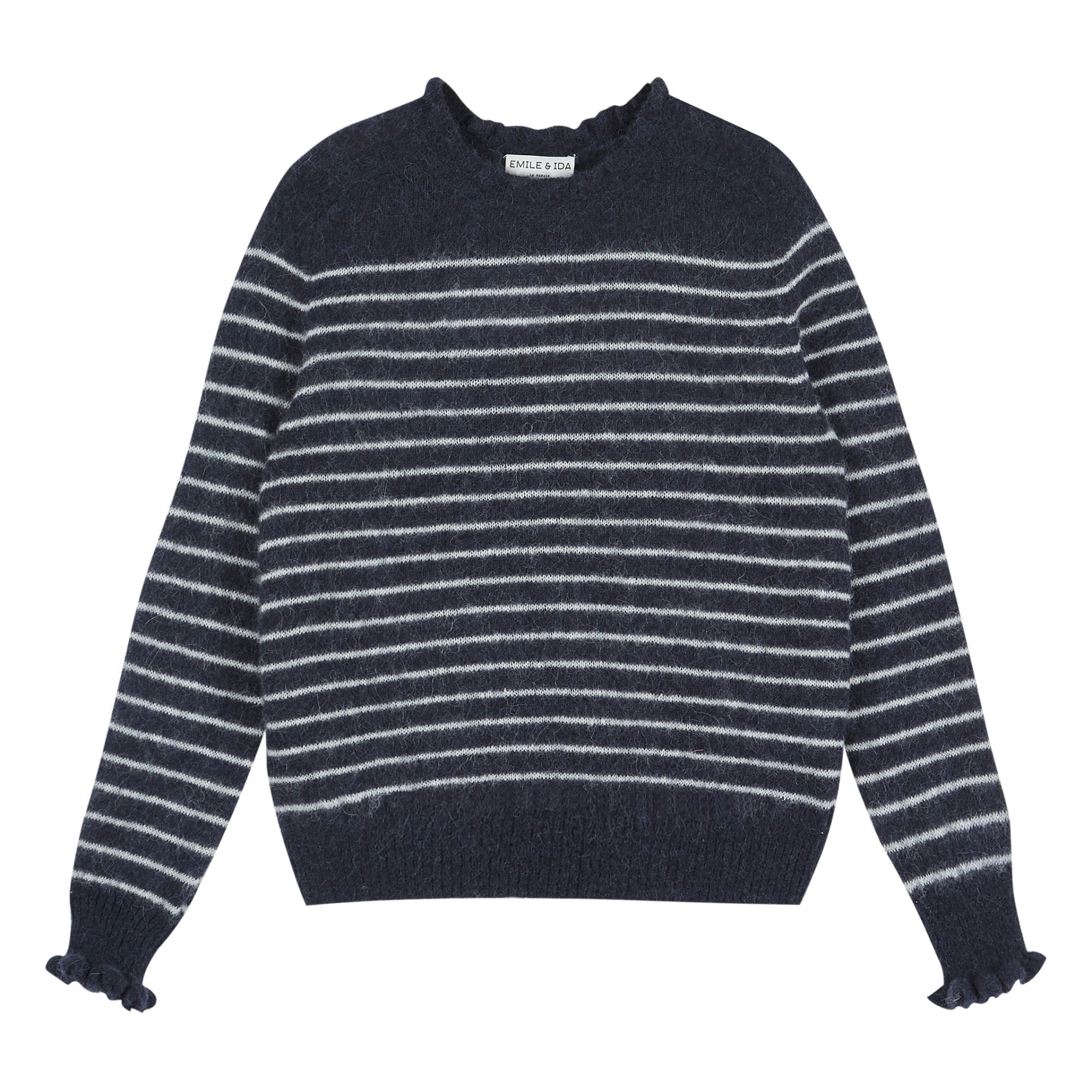 Alpaca and Wool Striped Jumper - Women’s Collection - Navy blue Emile ...