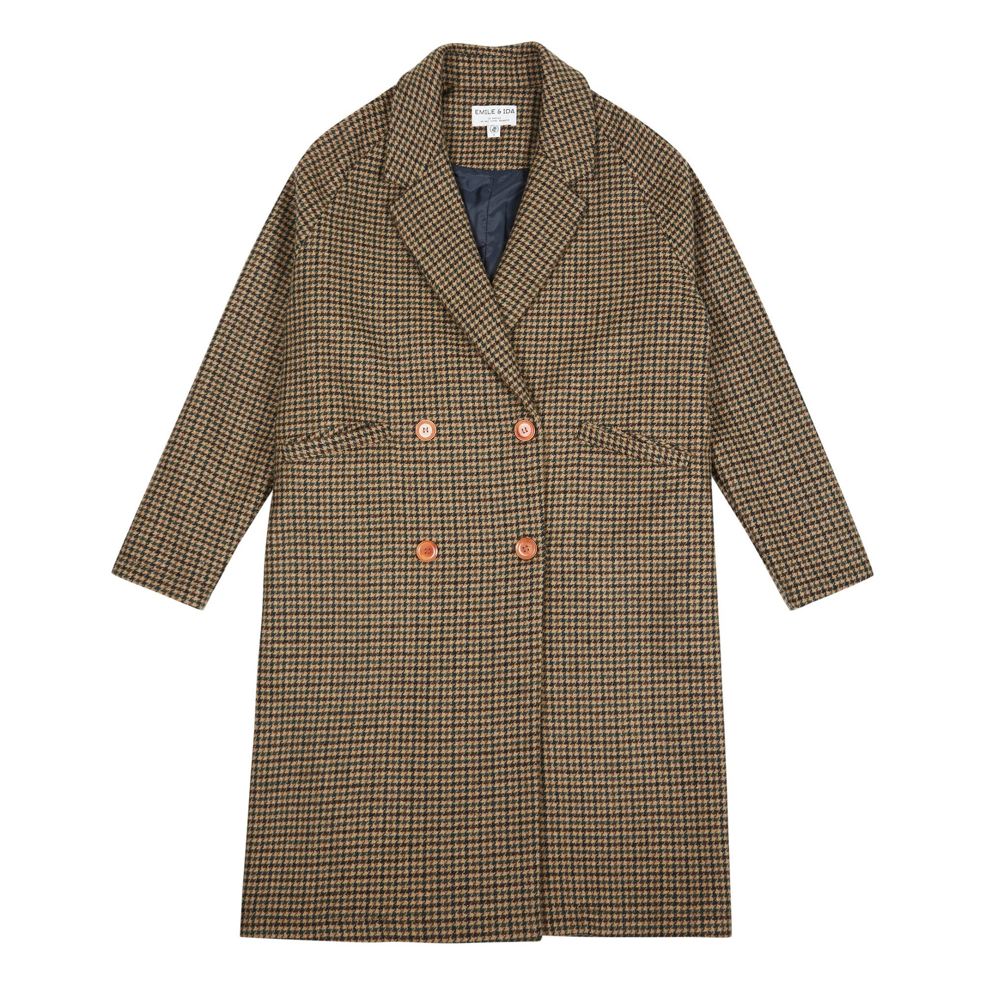 Recycled Wool Houndstooth Coat - Women’s Collection  | Camel- Immagine del prodotto n°0