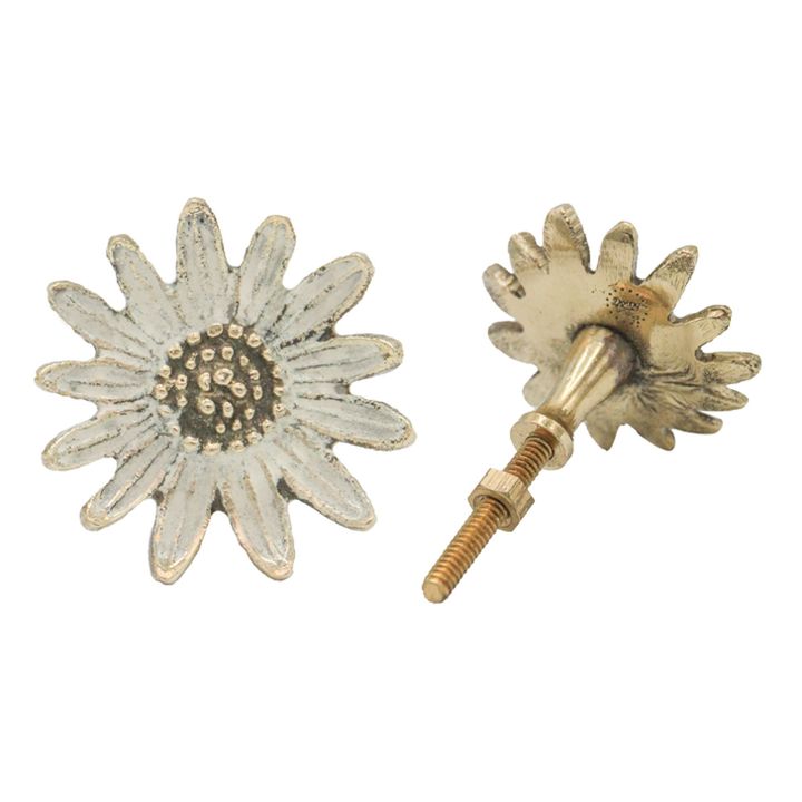 Dotty Daisy Brass Handle White- Product image n°0