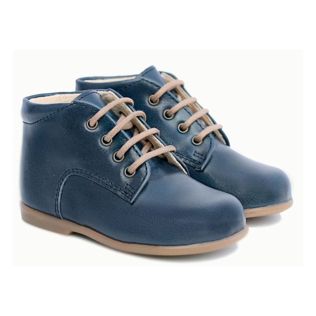 Birthday Leather Ankle Boots Azul Pato