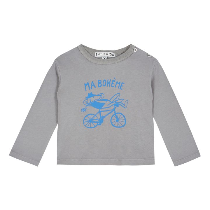Bohème Organic Cotton Bicycle T-shirt Gris- Imagen del producto n°1