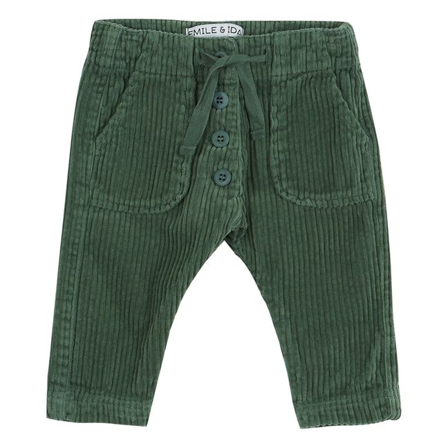 Button-Up Corduroy Trousers | Green